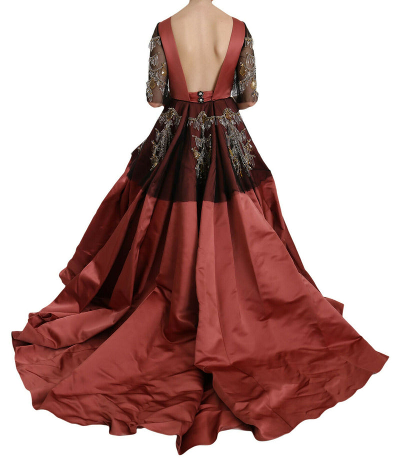 Dolce & Gabbana Elegant Crystal Embellized Silk Gown