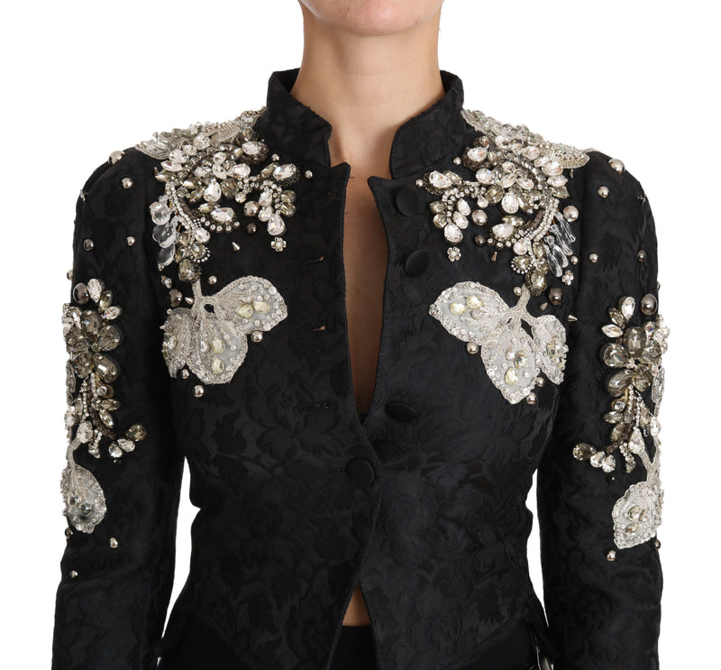 Dolce & Gabbana Elegante schwarze silberne Barockjacke