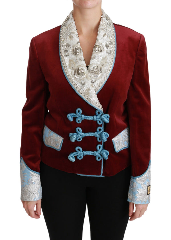 Dolce & Gabbana Blazer rojo opulento con detalle barroco