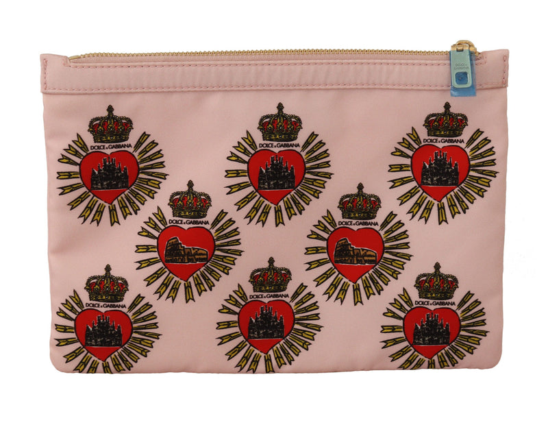 Dolce &amp; Gabbana Elegante Cartera Clutch Con Corazón Rosa