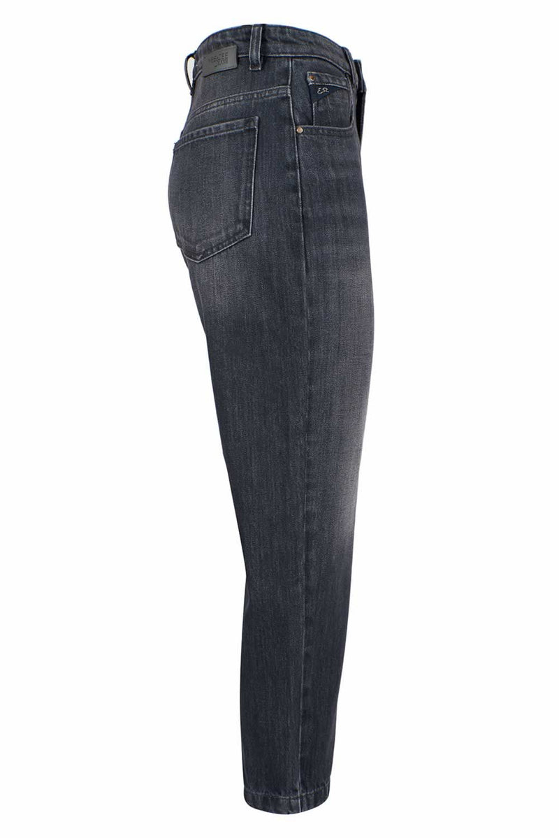 Ja Zee Black Cotton Damen-Hochgeschwäche-Jeans