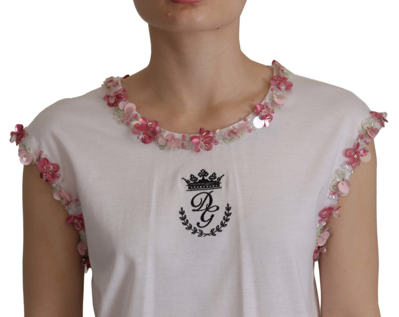 Dolce & Gabbana Chic Crown Top T-Shirt mit Pailletten