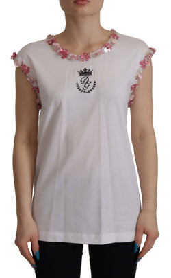 Dolce & Gabbana Chic Crown Top T-Shirt mit Pailletten