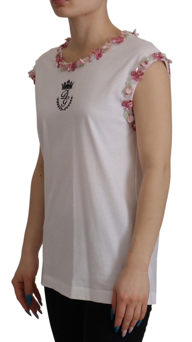 Dolce & Gabbana Chic Crown Top T-Shirt mit Pailletten