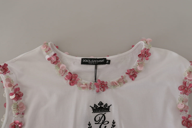 Dolce & Gabbana Chic Crown Top T-Shirt mit Pailletten