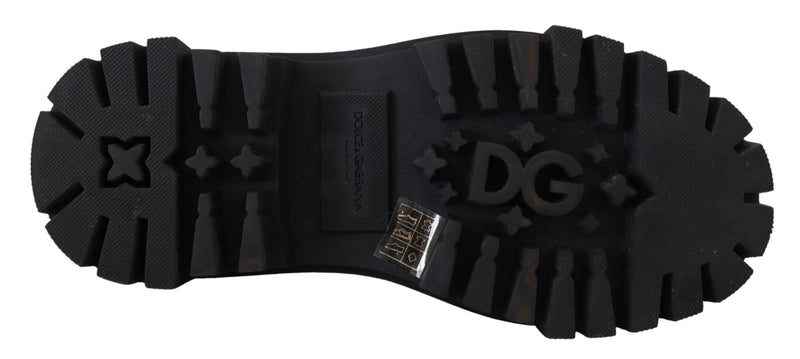 Dolce & Gabbana Timeless Black Leather Derby Flats with glam accents