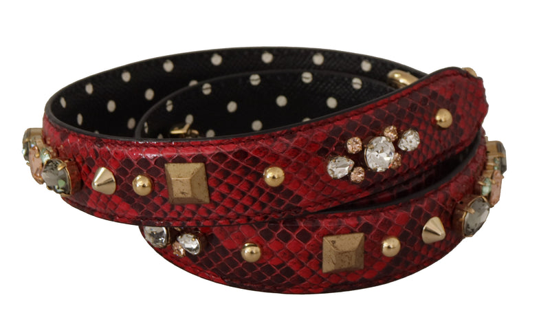 Dolce & Gabbana Red Python Leder Umhängetaschengurt