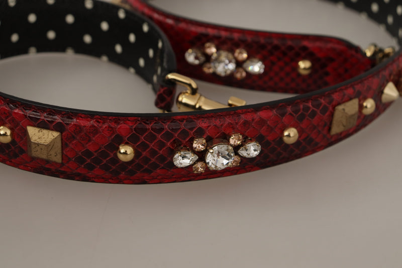 Dolce & Gabbana Red Python Leder Umhängetaschengurt