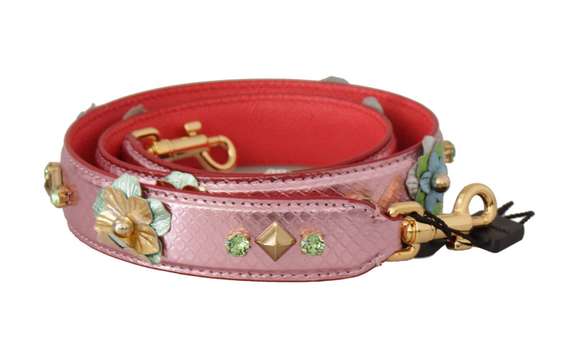 Dolce & Gabbana Elegantes metallisch rosa Leder -Schultergurt