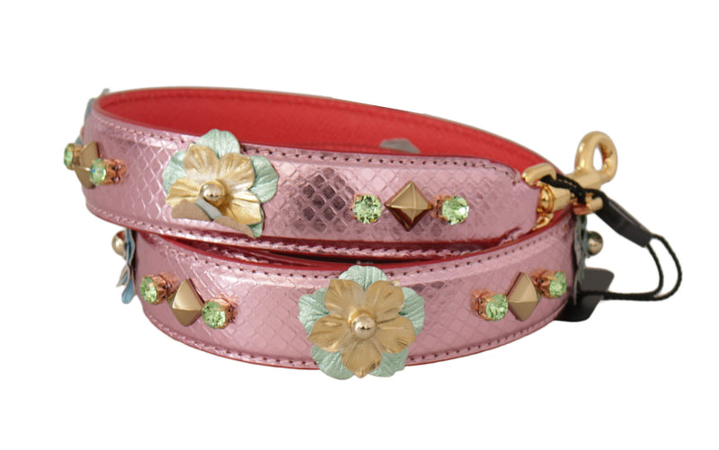 Dolce & Gabbana Elegantes metallisch rosa Leder -Schultergurt