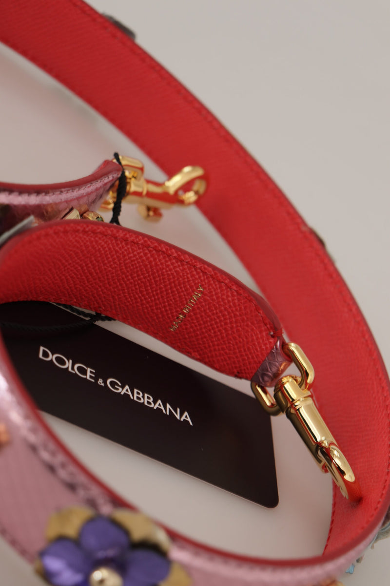 Dolce & Gabbana Elegantes metallisch rosa Leder -Schultergurt