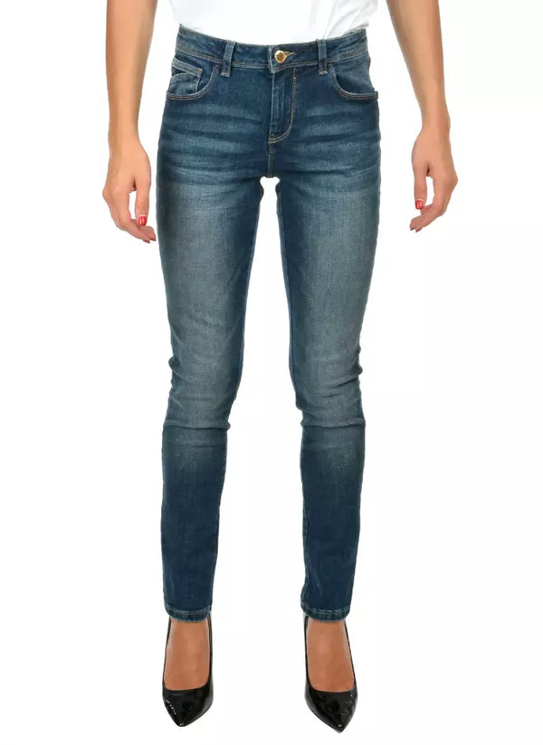 Ja Zee Blue Cotton Damens Skinny Jean