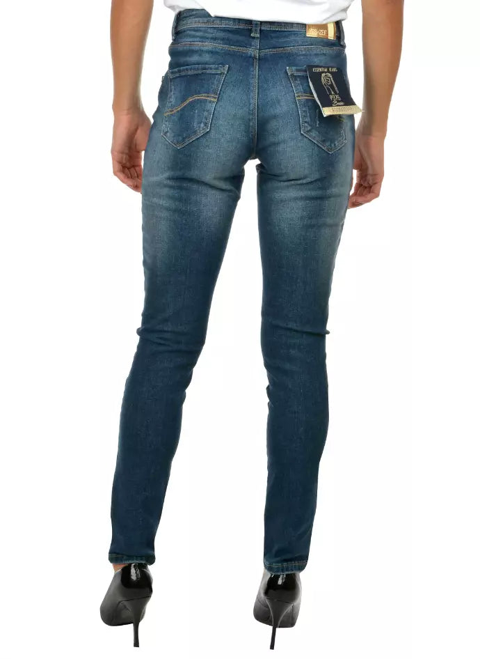 Ja Zee Blue Cotton Damens Skinny Jean