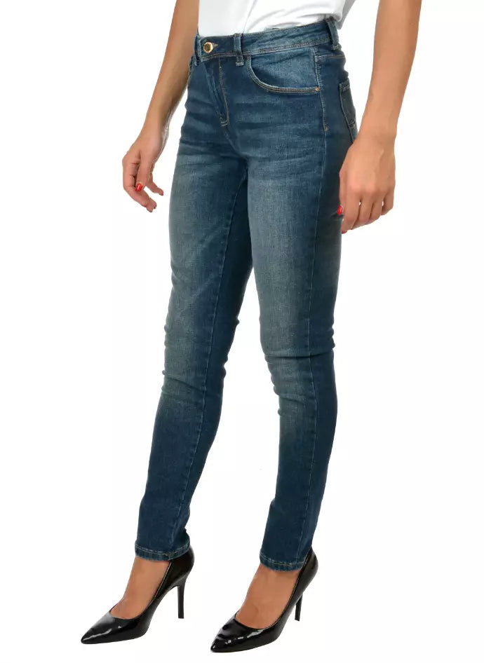 Ja Zee Blue Cotton Damens Skinny Jean