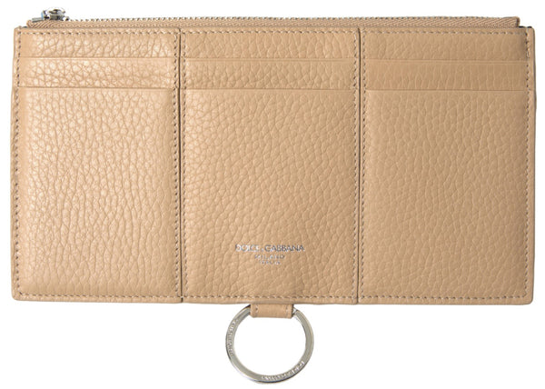 Dolce &amp; Gabbana Elegante Cartera de Piel Beige con Correa Desmontable