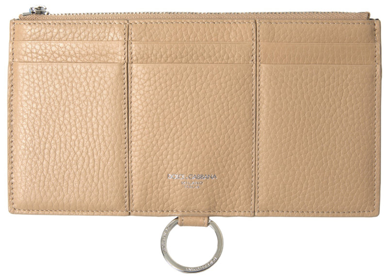 Dolce &amp; Gabbana Elegante Cartera de Piel Beige con Correa Desmontable