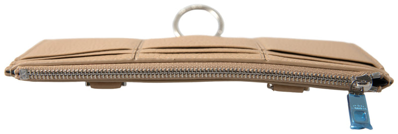 Dolce &amp; Gabbana Elegante Cartera de Piel Beige con Correa Desmontable