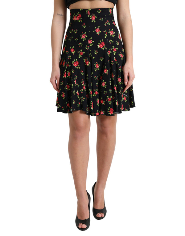 Dolce &amp; Gabbana Minifalda evasé floral con cintura alta