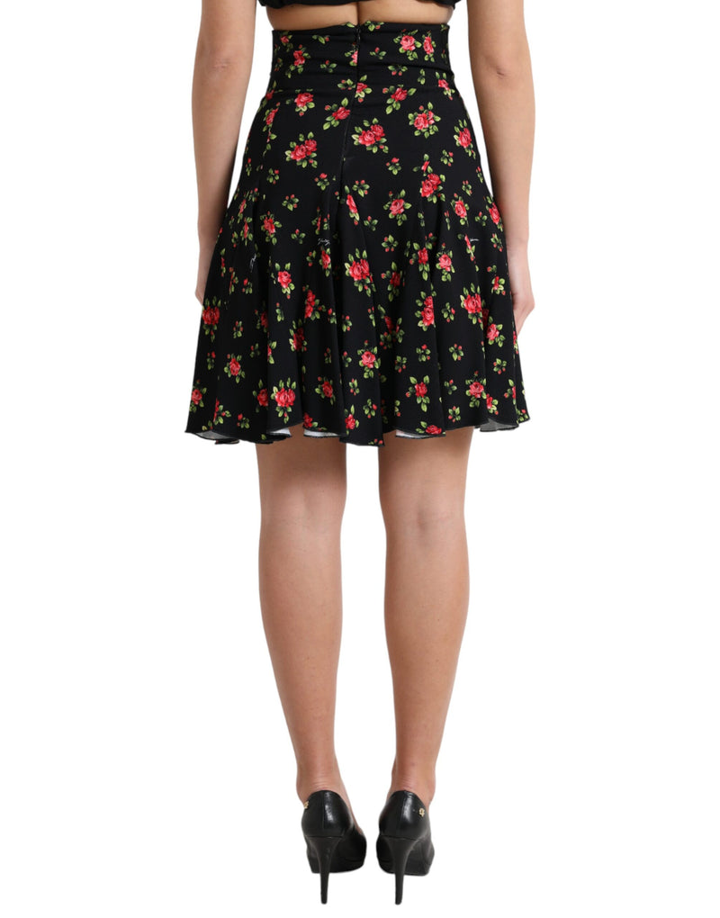 Dolce &amp; Gabbana Minifalda evasé floral con cintura alta