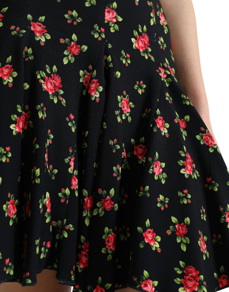 Dolce &amp; Gabbana Minifalda evasé floral con cintura alta