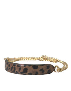 Dolce & Gabbana Brown Leopard Handtasche Accessire Schultergurt