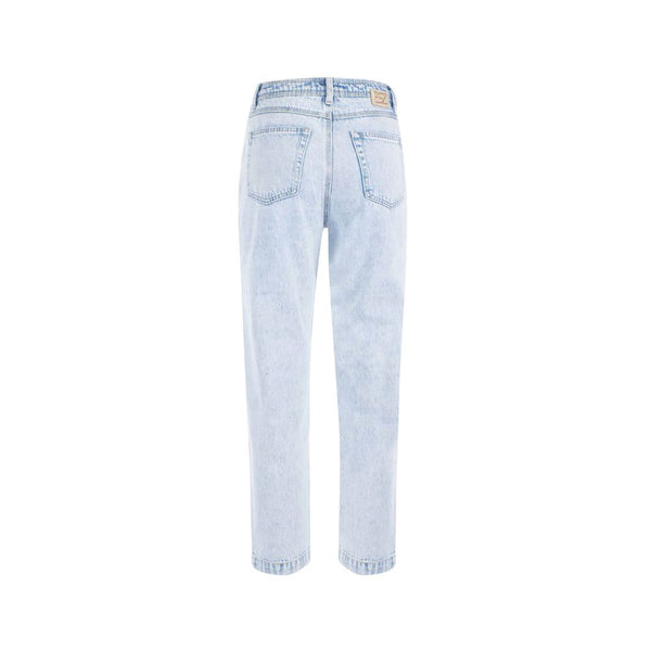 Ja Zee Hellblaue Baumwollfrauen mit hohen Jeans