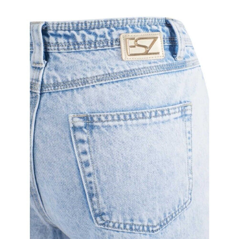 Ja Zee Hellblaue Baumwollfrauen mit hohen Jeans