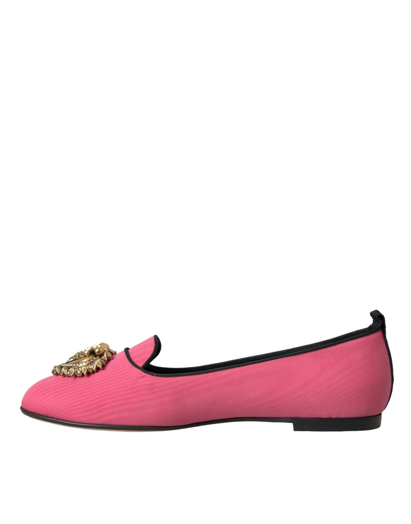 Dolce & Gabbana Pink Velvet Slip on Loafers Flats Shoes