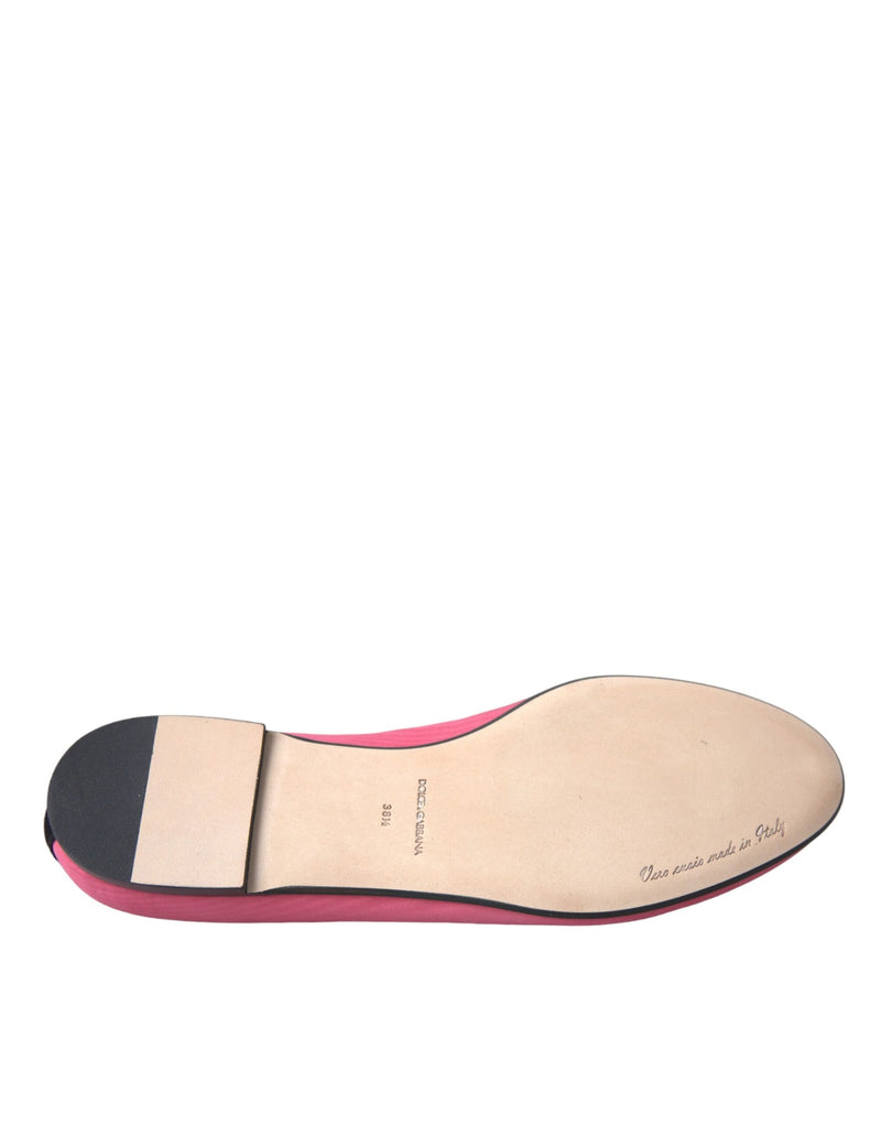 Dolce & Gabbana Pink Velvet Slip on Loafers Flats Shoes