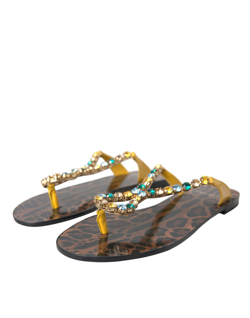 Dolce & Gabbana Multicolor -Kristallsandalen Flip Flops Schuhe