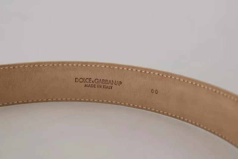 Dolce &amp; Gabbana Cinturón Mujer Hebilla Cristal Piel Beige