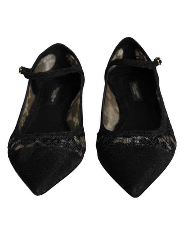 Dolce & Gabbana Schwarze Taormina Spitze Bellucci Flats Schuhe