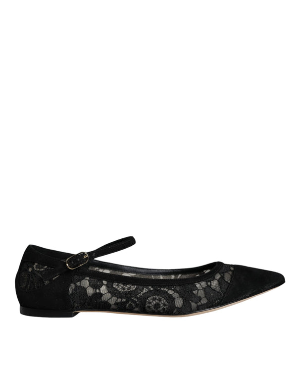 Dolce & Gabbana Schwarze Taormina Spitze Bellucci Flats Schuhe