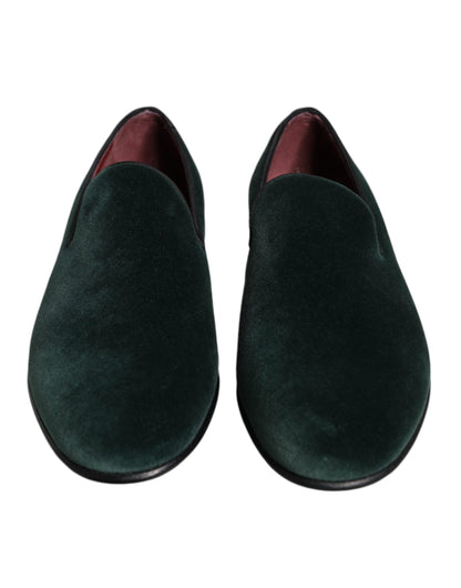 Dolce & Gabbana Green Velvet Slip auf Ladungsstätten Flats Schuhe