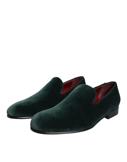 Dolce & Gabbana Green Velvet Slip auf Ladungsstätten Flats Schuhe