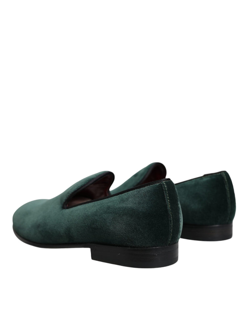 Dolce & Gabbana Green Velvet Slip auf Ladungsstätten Flats Schuhe