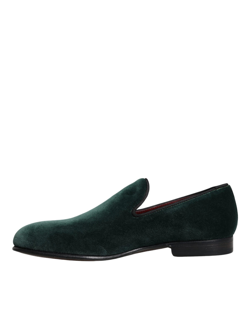 Dolce & Gabbana Green Velvet Slip auf Ladungsstätten Flats Schuhe