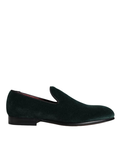 Dolce & Gabbana Green Velvet Slip auf Ladungsstätten Flats Schuhe