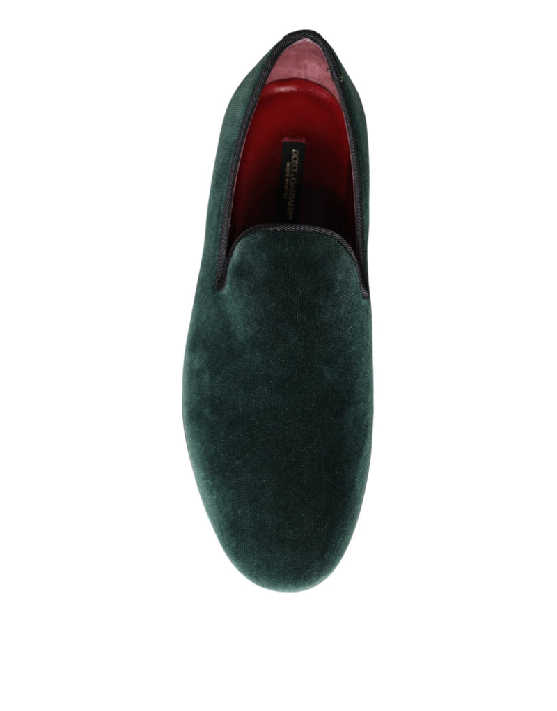 Dolce & Gabbana Green Velvet Slip auf Ladungsstätten Flats Schuhe