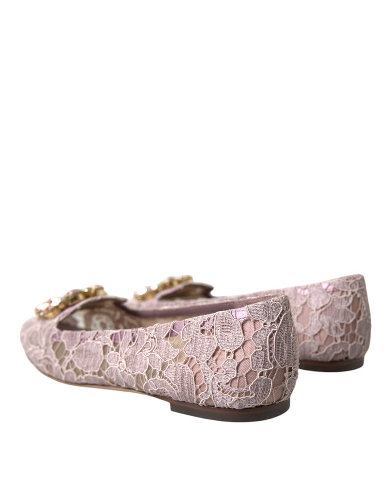 Dolce & Gabbana rosa Spitzenkristall Ballett Flats Slebringe Schuhe