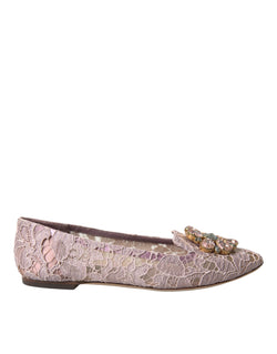 Dolce & Gabbana rosa Spitzenkristall Ballett Flats Slebringe Schuhe