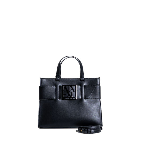 Armani Exchange Bolso de mano de cuero sintético negro