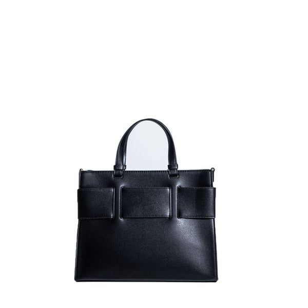 Armani Exchange Bolso de mano de cuero sintético negro