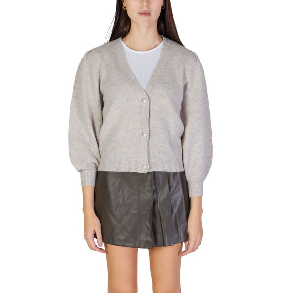 Jacqueline de Yong Gray Recycle Polyester Cardigan