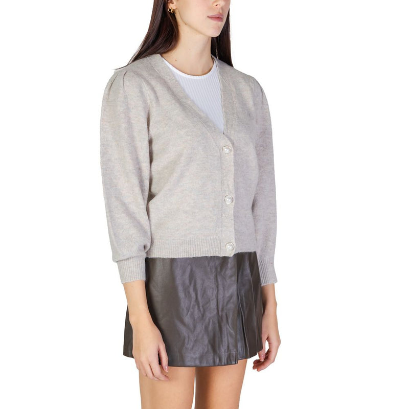 Jacqueline de Yong Gray Recycle Polyester Cardigan