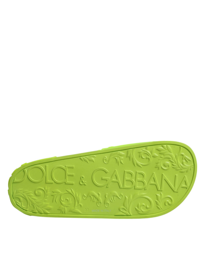 Dolce & Gabbana Grüne Gummi -Objekte Sandalen Strandwege Schuhe