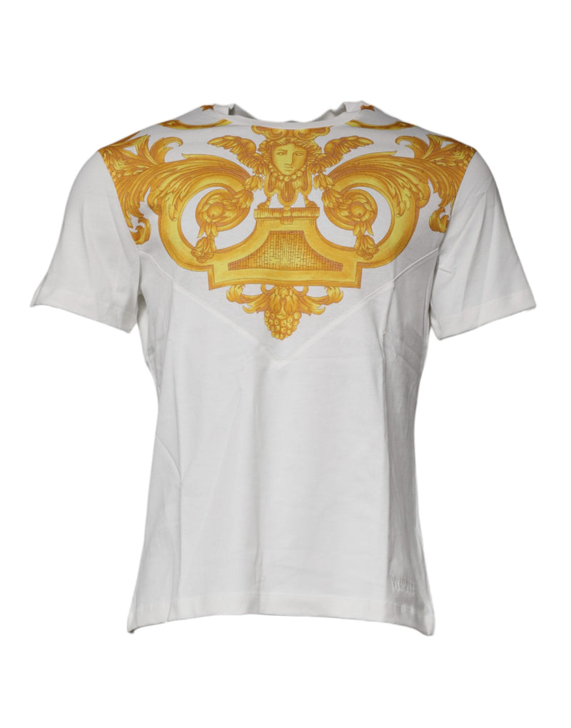 Versace White Medusa Print Cotton Crew Neck T-shirt