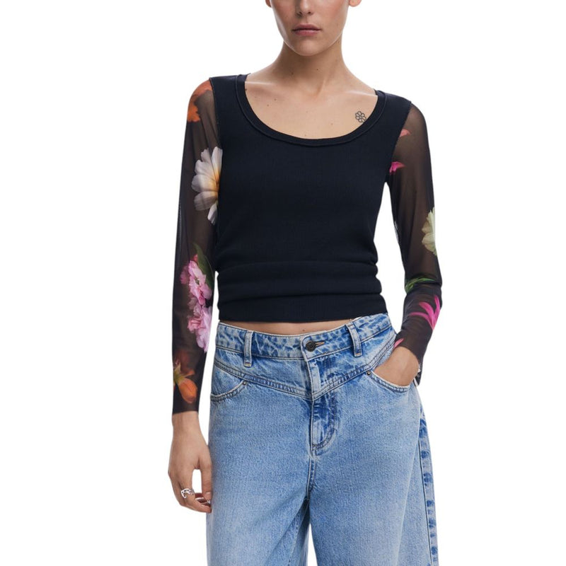 Desigual Black Cotton Tops & T-Shirt