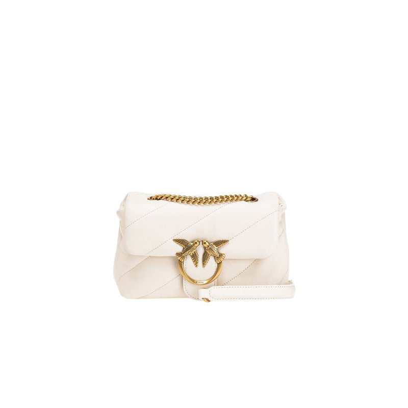 PINKO Cream Leather Handbag