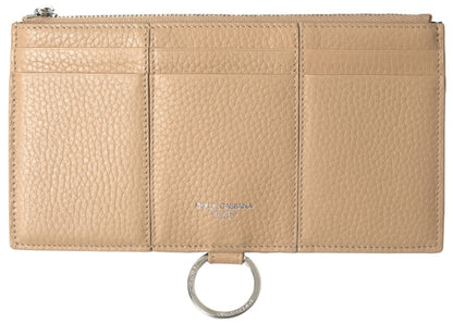 Dolce & Gabbana Elegant Beige Leather Wallet with Detachable Strap - Sandy Store ByNet